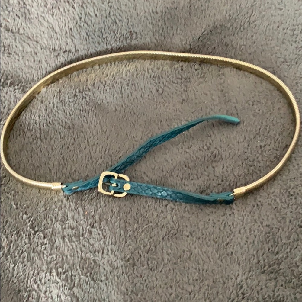 Python tipped gold skinny belt sz Small